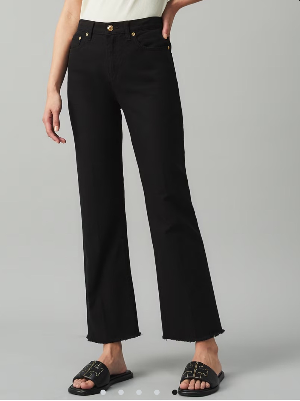 Tory Burch Boot-Cut Denim Pant Jeans Women’s Size 28 Black Raw Hem B19